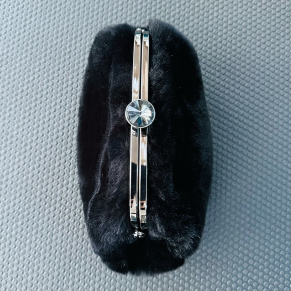 Fur Story Black Fox Rhinestone Button Bag - Picture 4 of 5